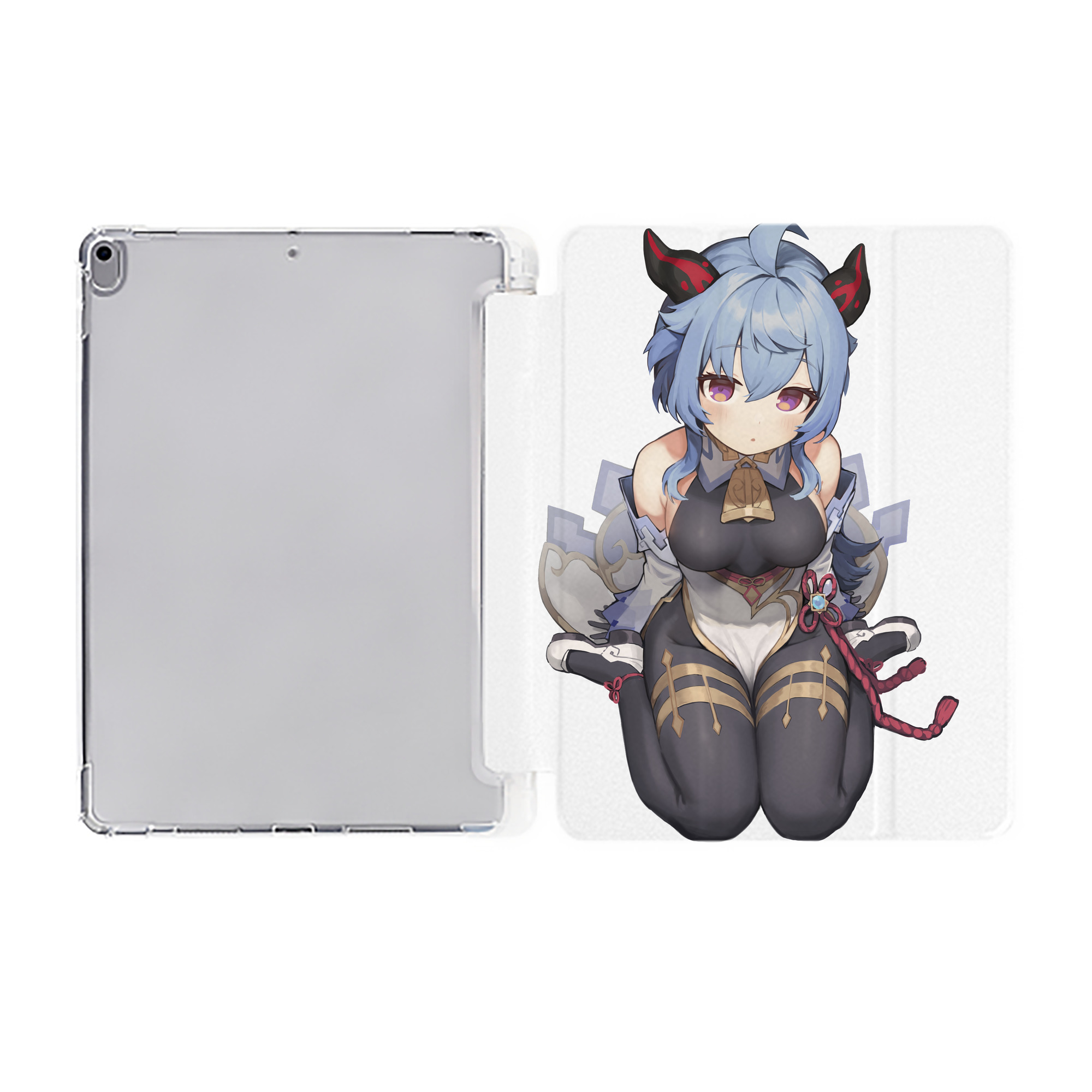 げんし神 甘雨 かんう genshin Ganyu IPad ケース ペン収納付き 三つ折りスタンド PUレザー×シリコン 対応機種9.5/10.5/10.9インチ